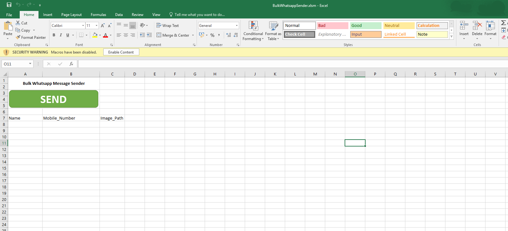 WhatsApp Excel Tool