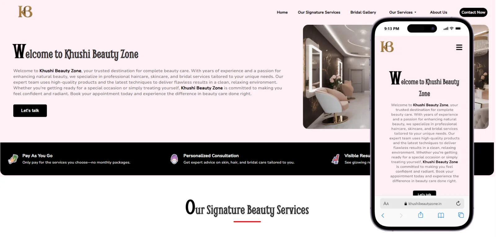 Khushi Beauty Parlor & Academy website